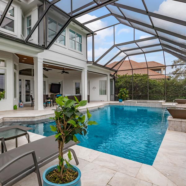 beautiful backyard pool in lanai