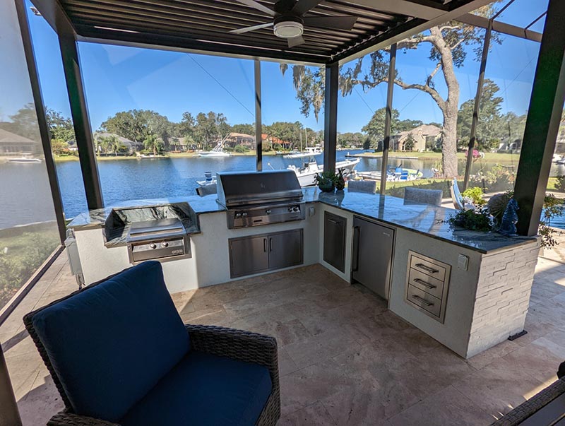 summer kitchen under pergola