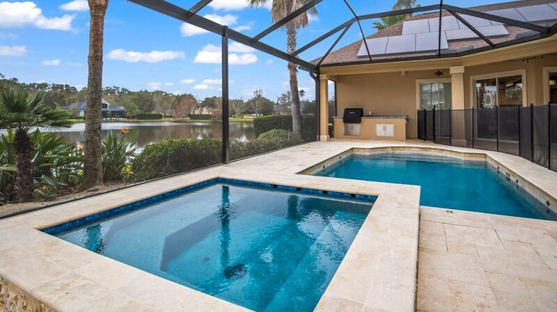 aerial backyard pool view  in Ponte Vedra & Jacksonville, FL