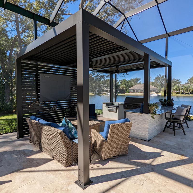 outdoor kitchen under pergola