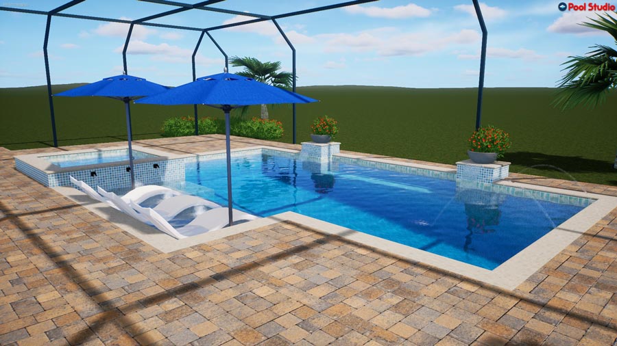 3d render of pool