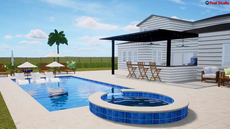 3d render of pool