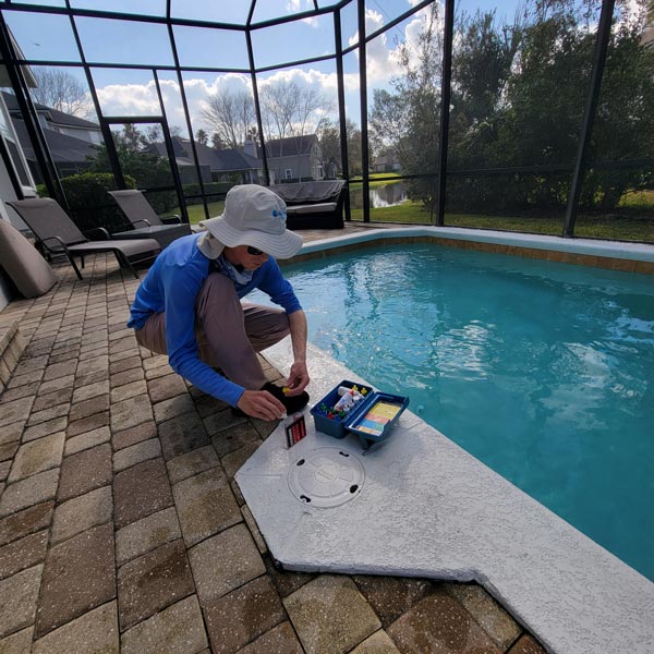 Inspection of a residential pool for maintenance and repairs