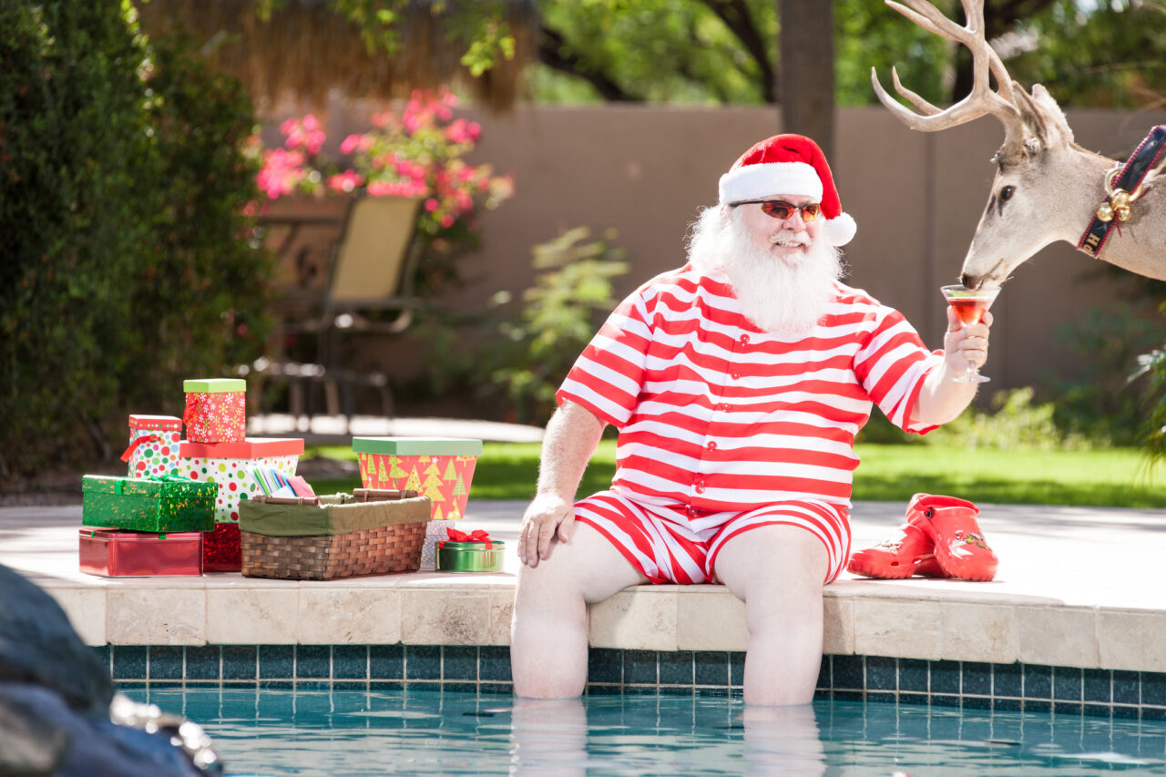 Santa by the pool