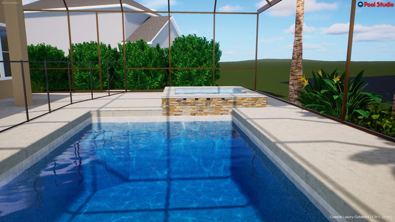 Blueprint for a residential pool design in Jacksonville, FL.