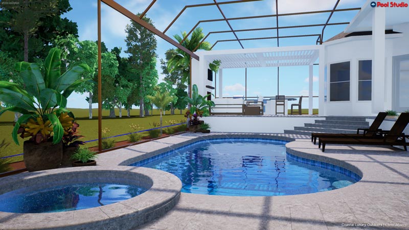 Modern outdoor pool layout in Jacksonville, FL.